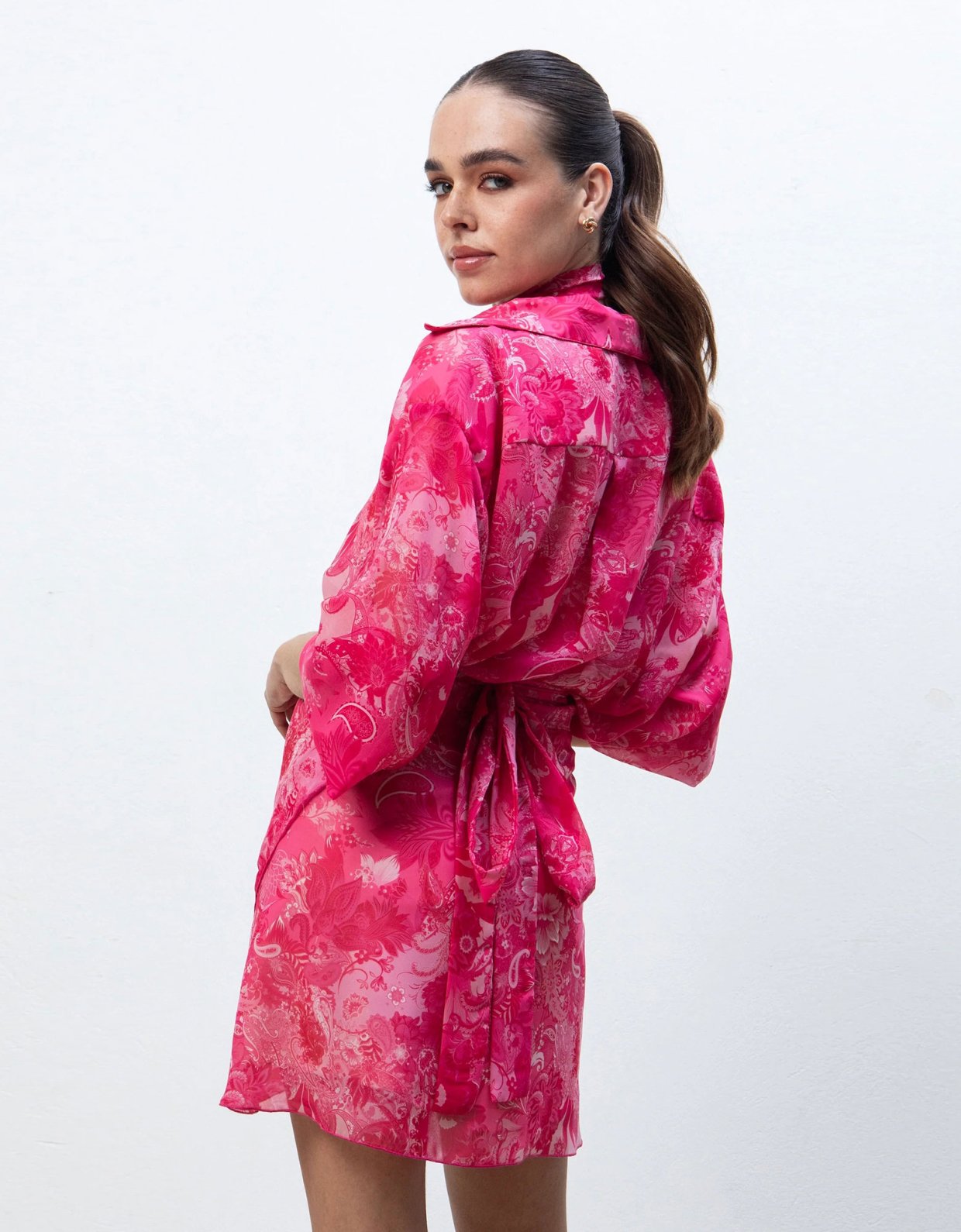 Eveleya Fuchsia paisley oversized shirt